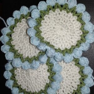 Crochet Tulip Flower Coasters- Handmade